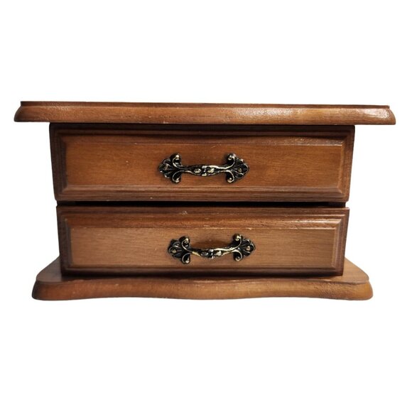 Vintage Small Dresser Jewelry Box Orange Velvet Inside With Mirror Ring Box - Picture 2 of 8